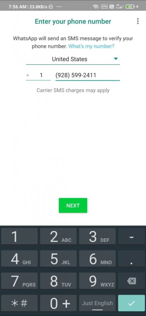 fake whatsapp number